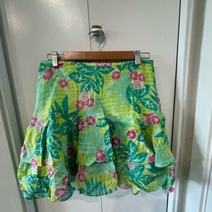 Lilly Pulitzer Tiered Ruffle Skirt - S / 4 - Tropical Floral Print - AS-IS